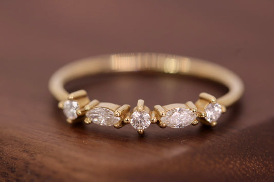 Mariah Ring - Marquise and Round Diamonds Stackable Ring
