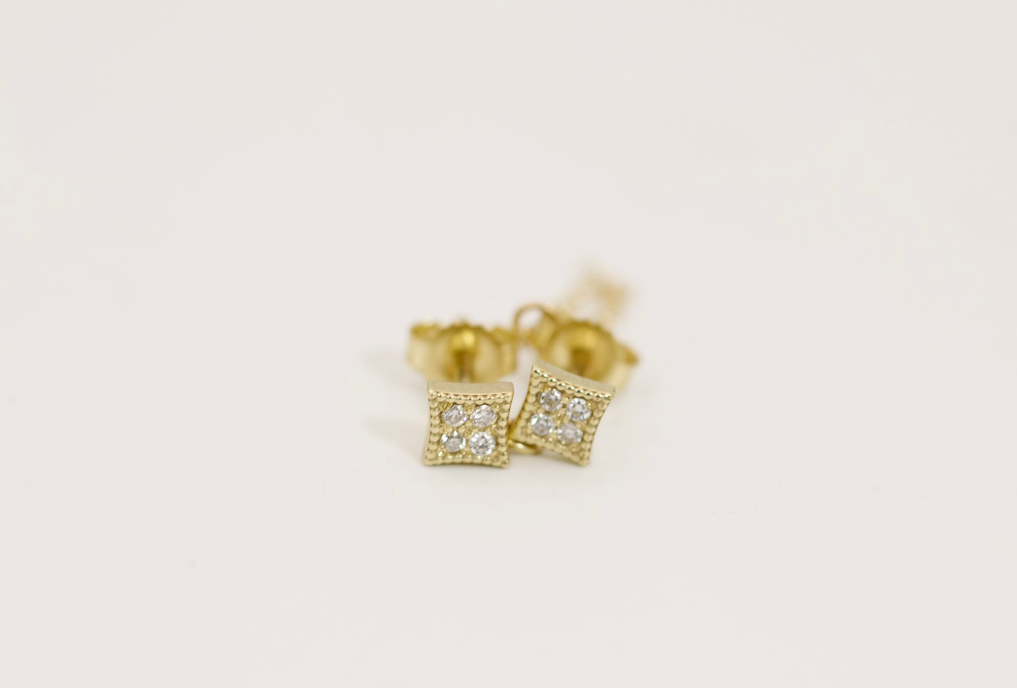 Square Gold Diamond Stud