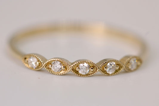 Andrea Ring - Marquise Stackable Gold and Diamond Ring