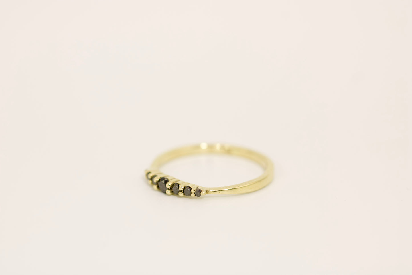 Christina Ring - 7 Black Diamonds Stackable Gold Ring