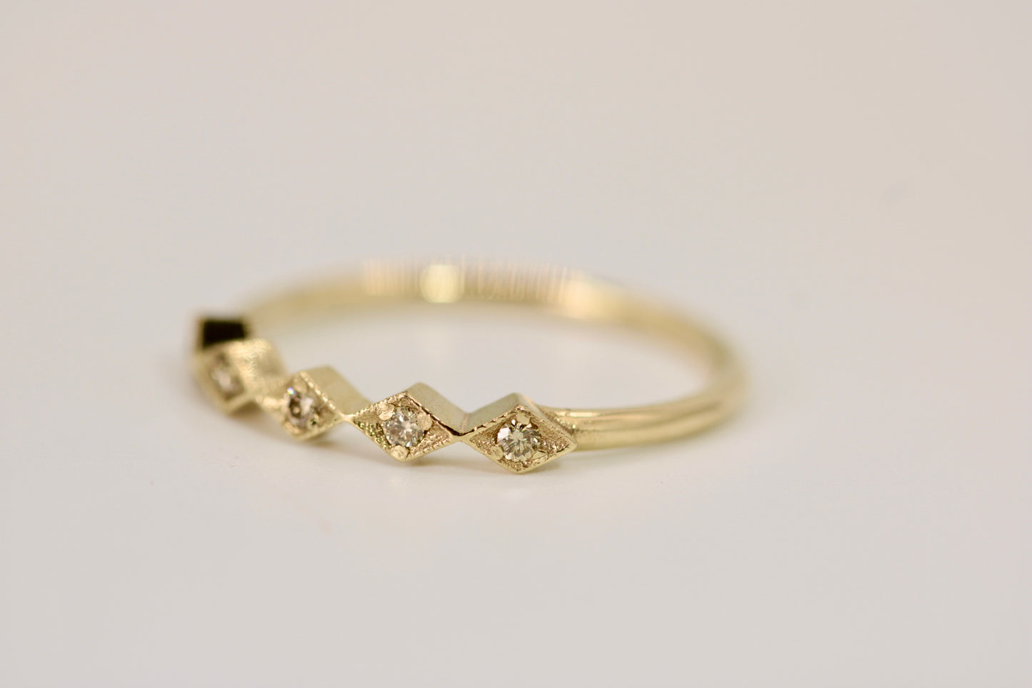 Leah Ring - Stackable Gold Diamond Ring - Rhombus Design