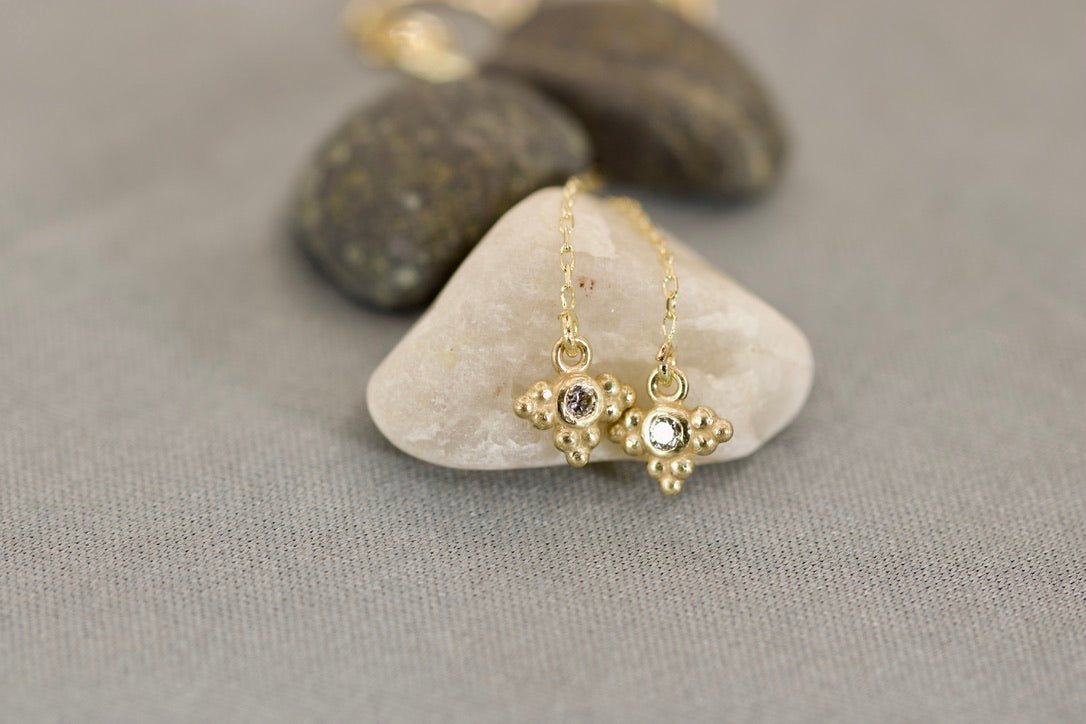 Diamond Chain Dangle Earrings - Three Granules