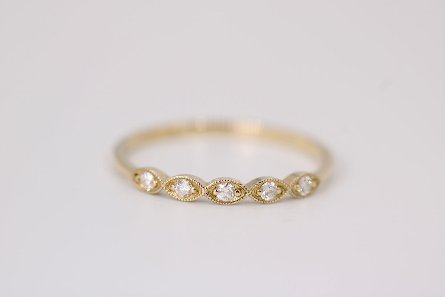 Andrea Ring - Marquise Stackable Gold and Diamond Ring