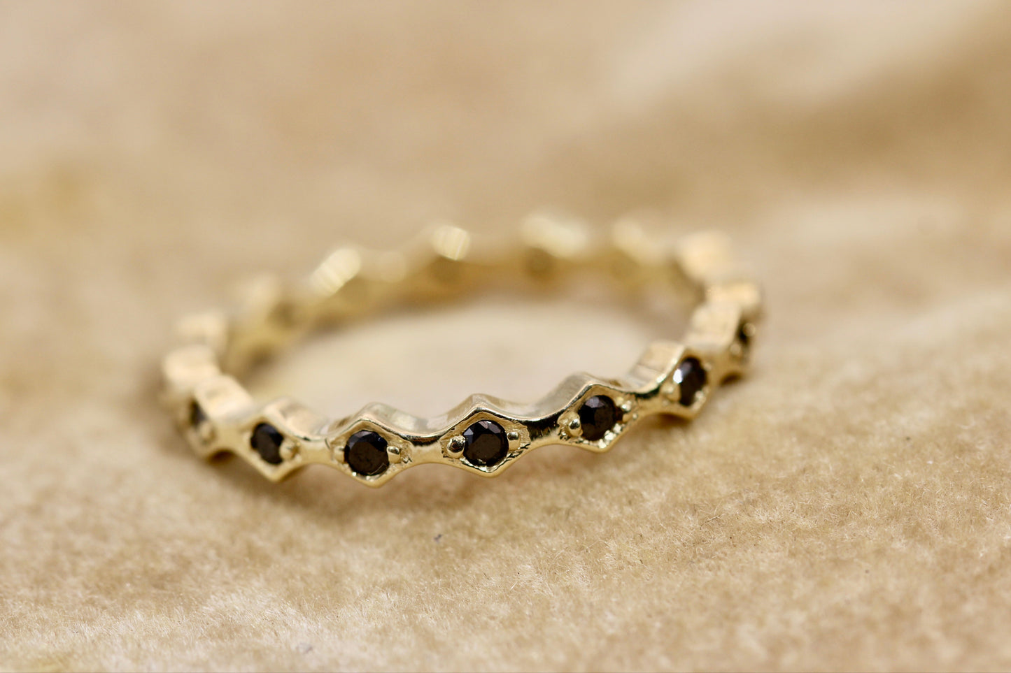 Naomi Ring - Black Diamond Gold Eternity Band