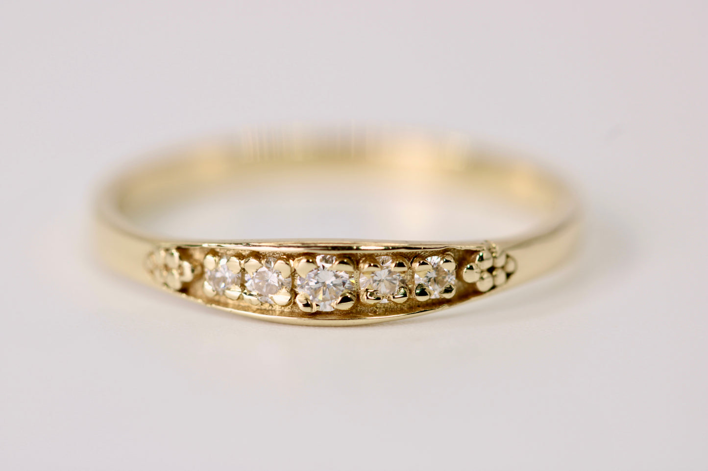 Rose Ring - 5 Diamond Gold Band