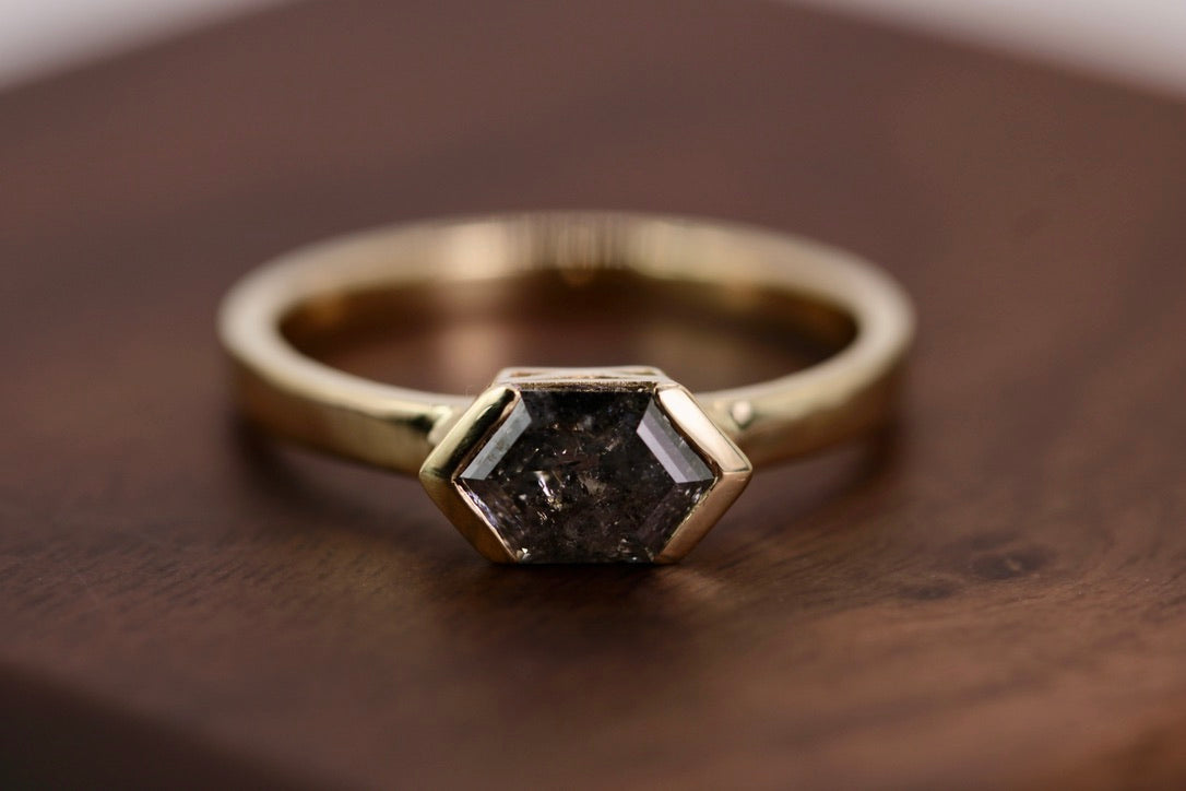 Gaia Ring - Salt & Pepper Diamond Gold Ring